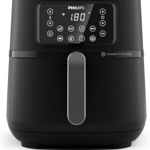 [Oferta Aniversario Tienda] hilips Air Fryer 5000 XXL Series, WIFI, 7.2L (1.4kg), Freidora de aire con función 16 en 1, 90% menos grasa, tecnología Rapid Air, pantalla digital, 8 preajustes, aplicación NutriU con recetas.